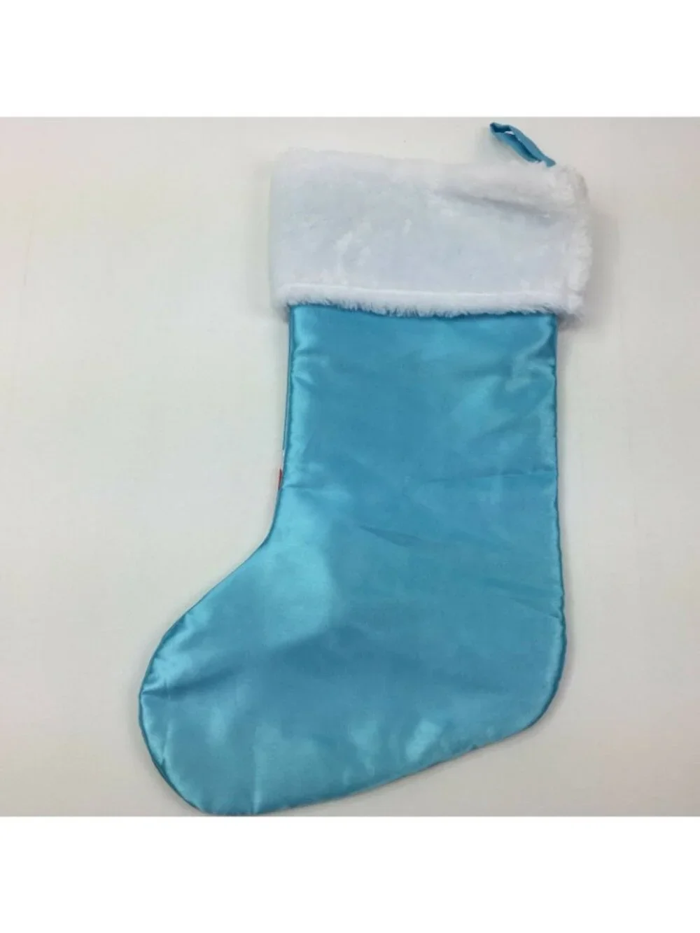 Rudolph The Red-Nosed Reindeer Christmas Stocking Blue Satin & White Plush 15